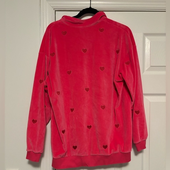 Lazy Oaf Pink Velour Heart Fleece - Picture 3 of 7